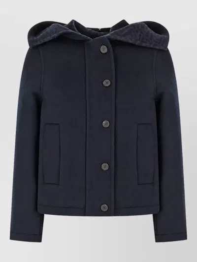 Fendi Faux Fur Coat In Blue
