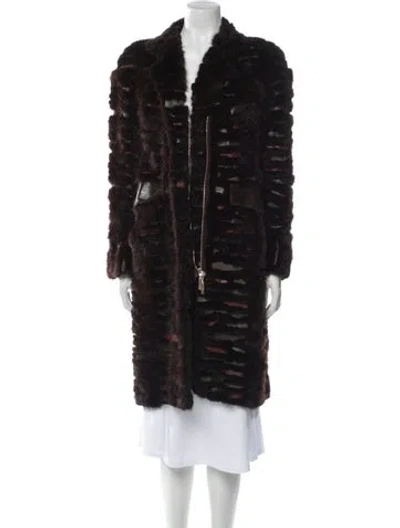 Pre-owned Fendi Faux Fur Coat In Blue