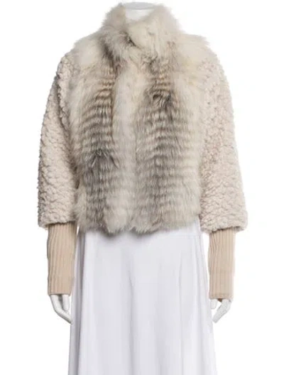 Pre-owned Fendi Faux Fur Jacket In Neutral