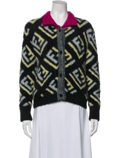 Pre-owned Fendi Faux Fur Printed Sweater In Blue