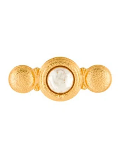 Pre-owned Fendi Faux Pearl Brooch In Multi