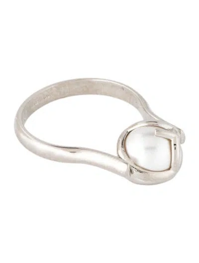 Pre-owned Fendi Faux Pearl F Is  Ring In Multicolor
