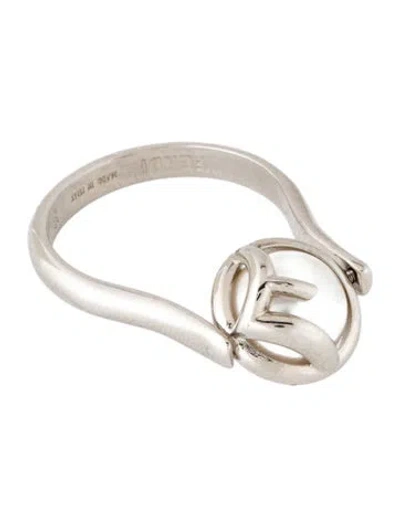 Pre-owned Fendi Faux Pearl F Is  Ring In White