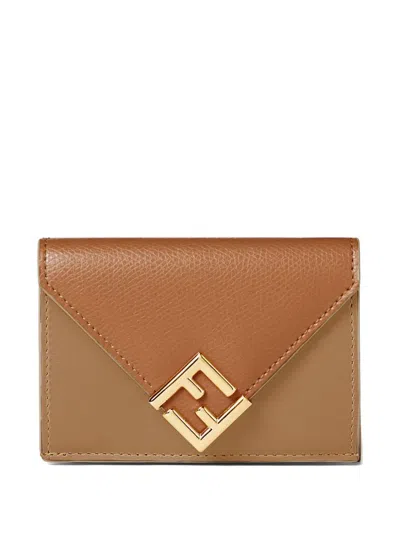Fendi F-diamond Trifold Wallet In Brown