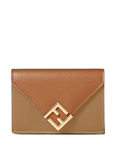 Fendi F-diamond Trifold Wallet In Brown