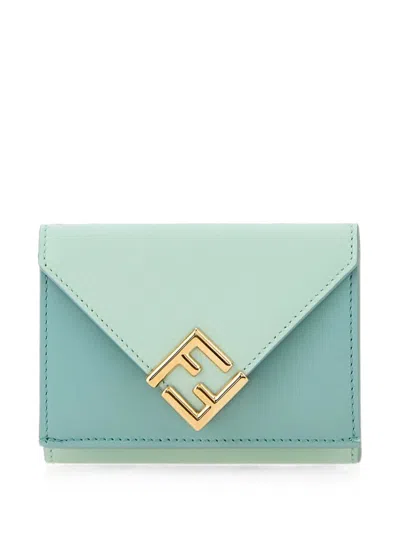 Fendi F-diamond Trifold Wallet In Green