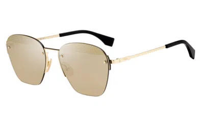 Pre-owned Fendi Fdm Ffm0057/s J5g Sunglasses 0010 Palladium Gold Mirror Lens 55-17-145 In Gray