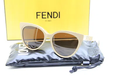 Pre-owned Fendi Fe 40008u 57j Tan Beige Authentic Sunglasses W/case 56-17 In Brown