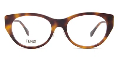 Fendi Fe 50099f Vestibilità Orientale 053 Occhiali Da Vista Tartarugatishell Per Donna (solo Montatura) In Brown