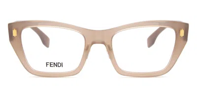 Fendi Fe 50118f Vestibilità Orientale 045 Occhiali Da Vista Marroni Per Donna (solo Montatura) In Neutral