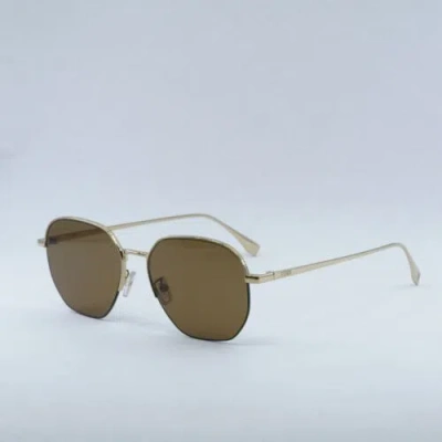 Pre-owned Fendi Fe40004u 10j Gold/silver/brown 55-17-145 Sunglasses Authentic
