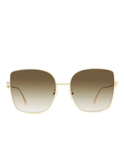 Fendi Fe40013u 5930f Rectangle Sunglasses In Brown