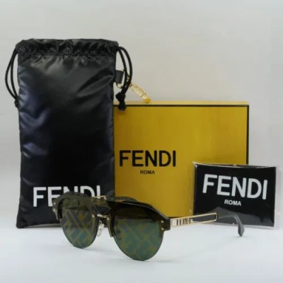 Pre-owned Fendi Fe40027u 32q Brown/bronze/gold With Green Ff Pattern 65-13-145 Sung...