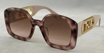 Pre-owned Fendi Fe40048u Fe 40048u 55f Beige Havana Sunglasses 54-22-145