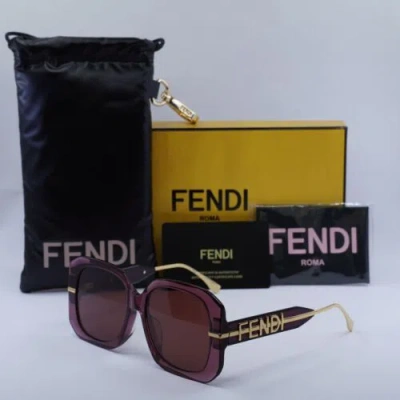 Pre-owned Fendi Fe40065f 81s Transparent Burgundy/burgundy 56-16-140 Sunglasses Aut... In Red