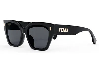 Pre-owned Fendi Fe40070f-01a-55 Black Sunglasses In Gray