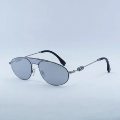 Pre-owned Fendi Fe40072u 14c Light Ruthenium/silver Mirror 57-17-140 Sunglasses Aut...