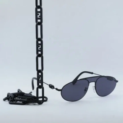 Pre-owned Fendi Fe40072u-y 01a Black/dark Gray With Black Chain 57-17-140 Sunglasses