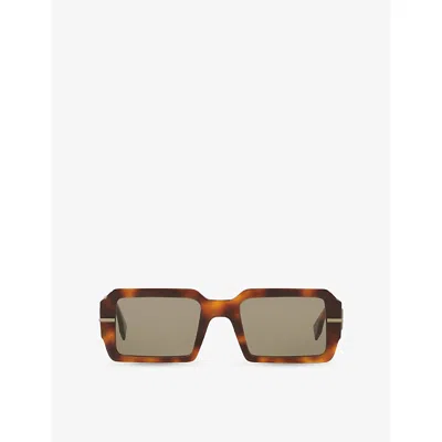 Fendi Womens Brown Fe40073u Square-frame Tortoiseshell Acetate Sunglasses