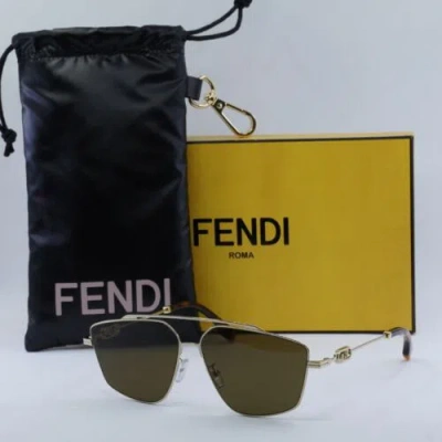 Pre-owned Fendi Fe40079u 32e White Gold/brown 58-13-145 Sunglasses Authentic