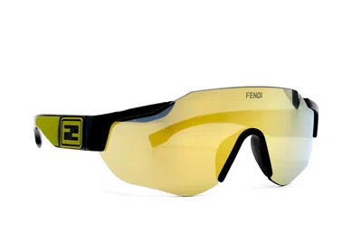 Pre-owned Fendi Fe40088u 01l Blak Gold Mirror Mask Authentic Sunglasses In Yellow