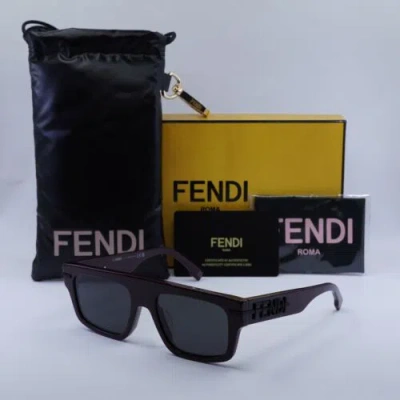 Pre-owned Fendi Fe40091u 69a Bordeaux/grey 54-19-145 Sunglasses Authentic In Gray