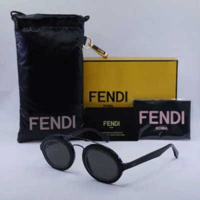 Pre-owned Fendi Fe40094i 01a Shiny Black/smoke 52-22-140 Sunglasses Authentic In Gray