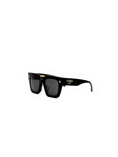 Fendi Fe40101f 5201a D-frame Acetate Sunglasses In Black