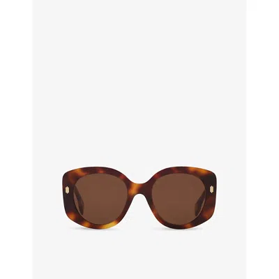 Fendi Womens Brown Fe40137i Roma Round-frame Acetate Sunglasses