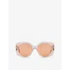 Fendi Womens Pink Fe40137i Roma Round-frame Acetate Sunglasses