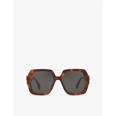 Fendi Womens Brown Fe40139i Square-frame Tortoiseshell Acetate Sunglasses