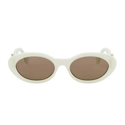 Fendi Fe40140u Ff Diamonds 41e Bianco Sunglasses In White