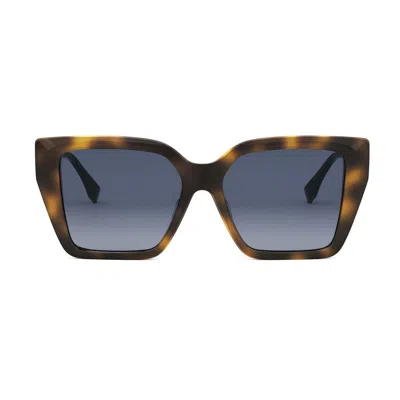 Fendi Fe40161i Ff Diamonds 52w Havana Sunglasses In Brown