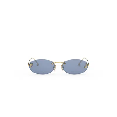 Fendi Rimless Oval-frame Crystal-embellished Gold-tone Sunglasses