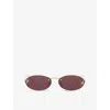Fendi Rimless Oval-frame Crystal-embellished Gold-tone Sunglasses