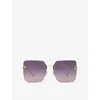 Fendi Womens Gold Fe4082us Square-frame Metal Sunglasses In Purple