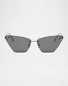 Fendi Fe4160us Cat-eye Crystalized Logo Sunglasses In Gryorovxg