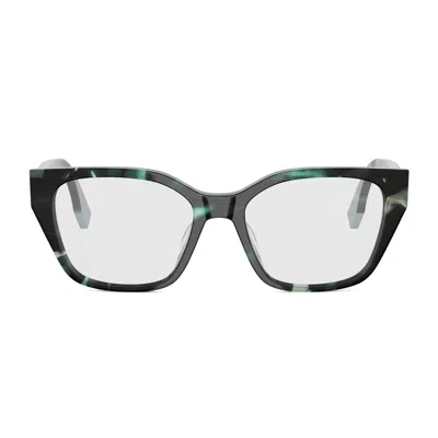 Fendi Fe50001i  Way 098 Havana Verde Glasses In Black