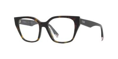 Fendi Fe50001i Women's Glasses, Tortoiseshell, Size 52 In Gray