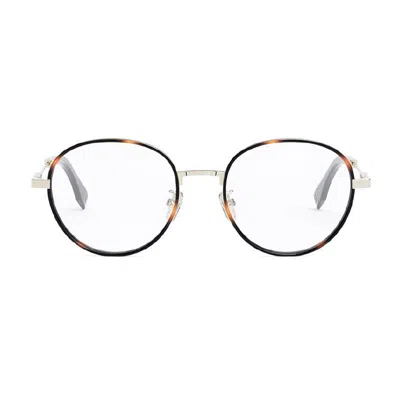 Fendi Fe50052u032 Round Metal-frame Eyeglasses In Brown