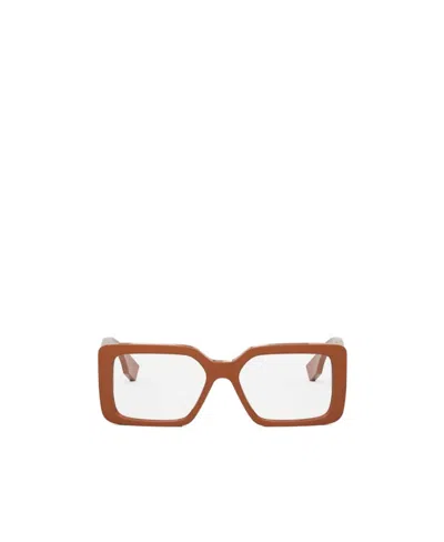 Fendi Fe50072i 050 Square Glasses In Brown