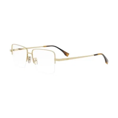 Fendi Fe50107f030 Square Semi Rim Metal Eyeglasses In Burgundy