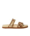 Fendi Feel Beige Raffia-effect Material Slides In Multi
