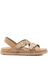 Fendi Feel Buckle-strap Leather Sandals In Brown
