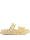 Fendi Feel Slides With Woven Strap And Flat Sole In Neutral