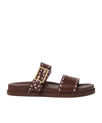 Fendi Feel Buckle Detail Sandals In Brown