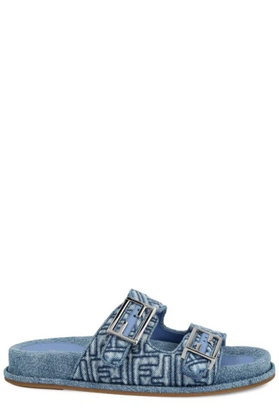 Fendi Feel Denim Slides In Blue