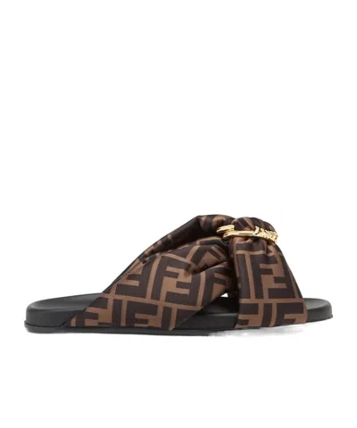 FENDI FENDI MONOGRAMMED SLIP-ON SANDALS