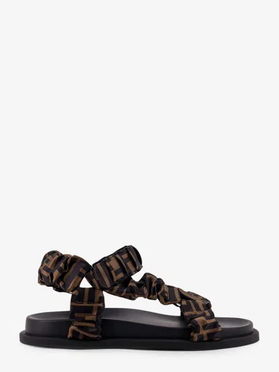 Fendi Feel Elastic Satin Sandals With Ff Motif