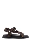 Fendi Women Feel Sandals In Elastic Satin With Ff Motif In Black
